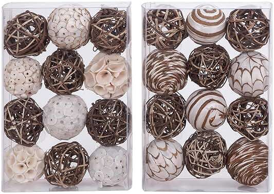 Deco 79 Dried Plant Handmade Decorative Ball Orbs & Vase Filler with Varying Designs, Set of 2 10"H, 7"W, Brown - Image 1