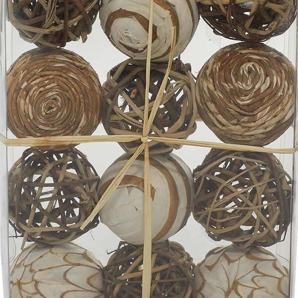 Deco 79 Dried Plant Handmade Decorative Ball Orbs & Vase Filler with Varying Designs, Set of 2 10"H, 7"W, Brown - Image 3