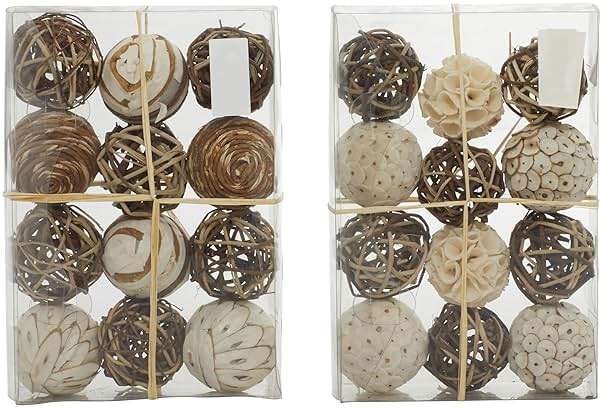Deco 79 Dried Plant Handmade Decorative Ball Orbs & Vase Filler with Varying Designs, Set of 2 10"H, 7"W, Brown - Image 4
