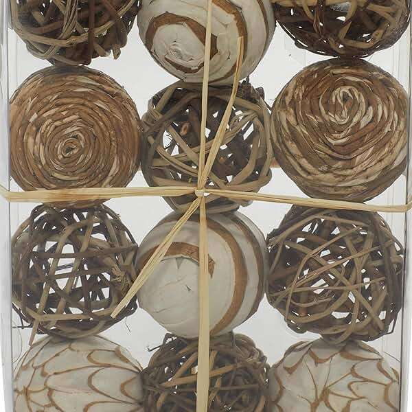 Deco 79 Dried Plant Handmade Decorative Ball Orbs & Vase Filler with Varying Designs, Set of 2 10"H, 7"W, Brown - Image 5