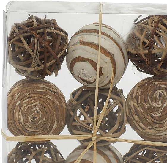 Deco 79 Dried Plant Handmade Decorative Ball Orbs & Vase Filler with Varying Designs, Set of 2 10"H, 7"W, Brown - Image 6