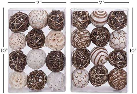 Deco 79 Dried Plant Handmade Decorative Ball Orbs & Vase Filler with Varying Designs, Set of 2 10"H, 7"W, Brown - Image 7