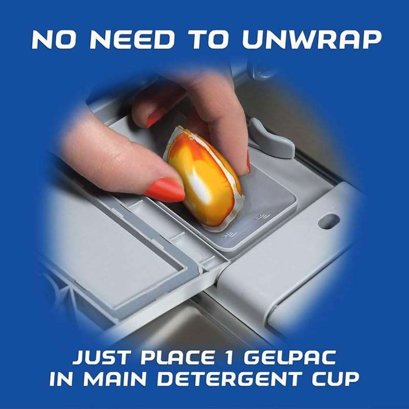 Finish Gelpacs Dishwasher Detergent Pods, Quick Dissolving Cleaning Power, Fights Grease & Dried-On Food, Easy-to-Use Pre-Measured Dishwasher Soap, Orange Scent, 84 Count - Image 3