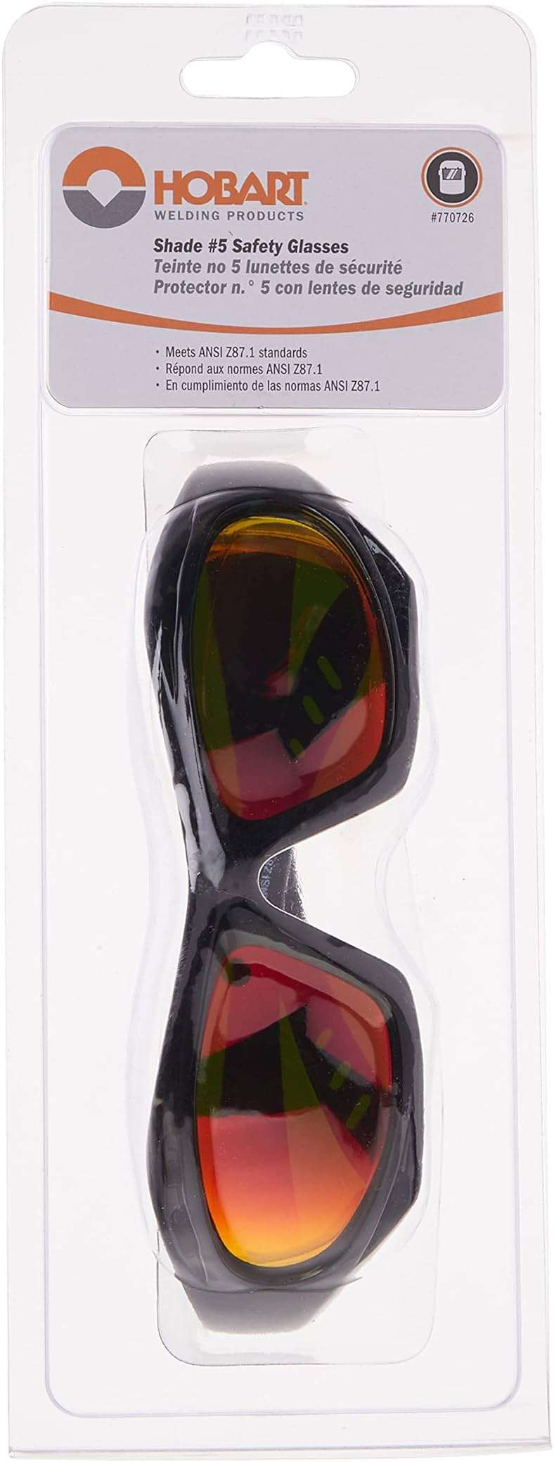 Hobart 770726 Shade 5, Mirrored Lens Safety Glasses, Black - Image 6
