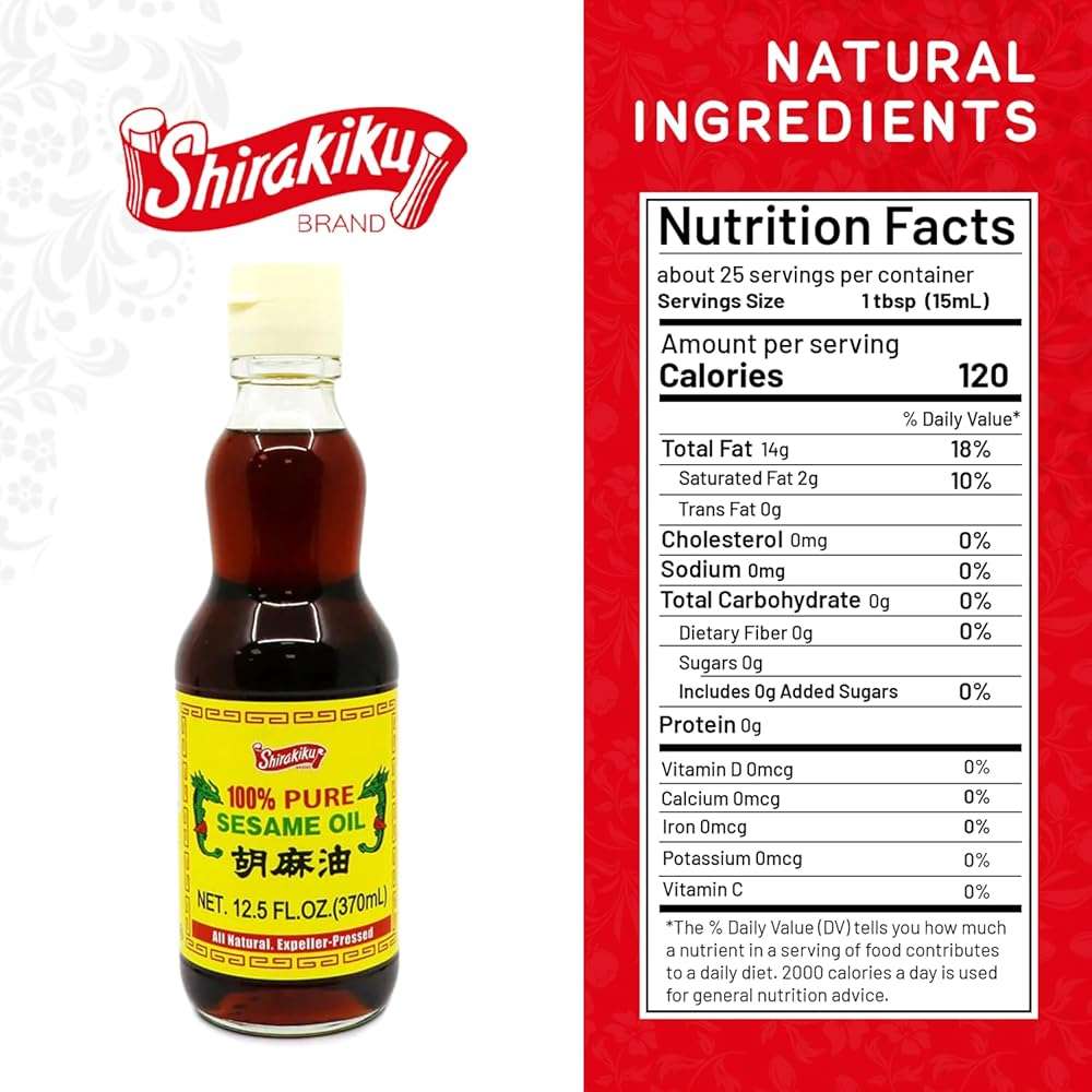 Shirakiku Pure and Natural Japanese Premium Sesame Seed Oil | Sesame Seed Oil | Low Carb, Sesame Flavor, Perfect for Authentic Asian Cuisine, 12.5 Fl Oz - Image 2