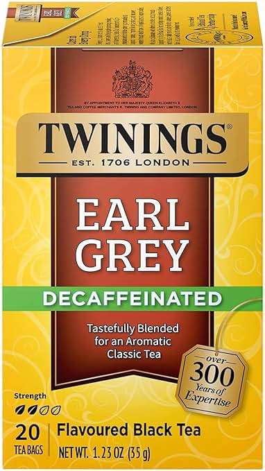 Twinings Decaffeinated Earl Grey Black Tea Individually Wrapped Bags, 20 Count (Pack of 1), Flavoured with Citrus and Bergamot, Enjoy Hot or Iced, 20 Teabags - Image 1