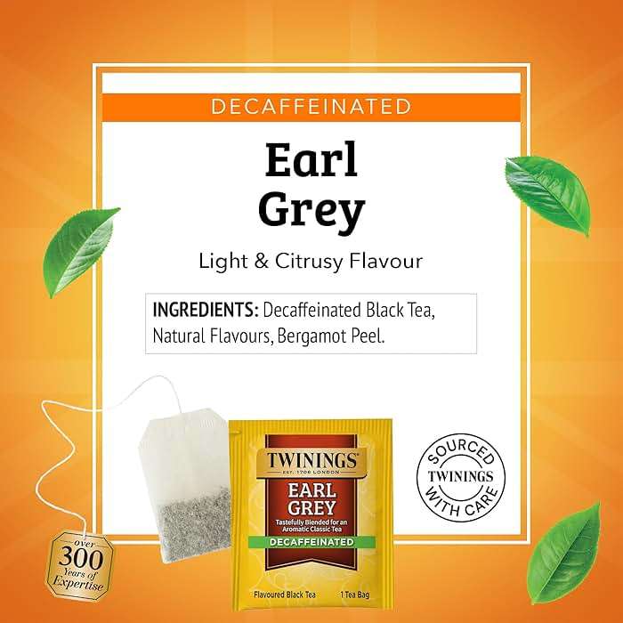 Twinings Decaffeinated Earl Grey Black Tea Individually Wrapped Bags, 20 Count (Pack of 1), Flavoured with Citrus and Bergamot, Enjoy Hot or Iced, 20 Teabags - Image 4