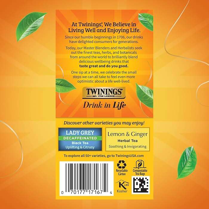 Twinings Decaffeinated Earl Grey Black Tea Individually Wrapped Bags, 20 Count (Pack of 1), Flavoured with Citrus and Bergamot, Enjoy Hot or Iced, 20 Teabags - Image 5