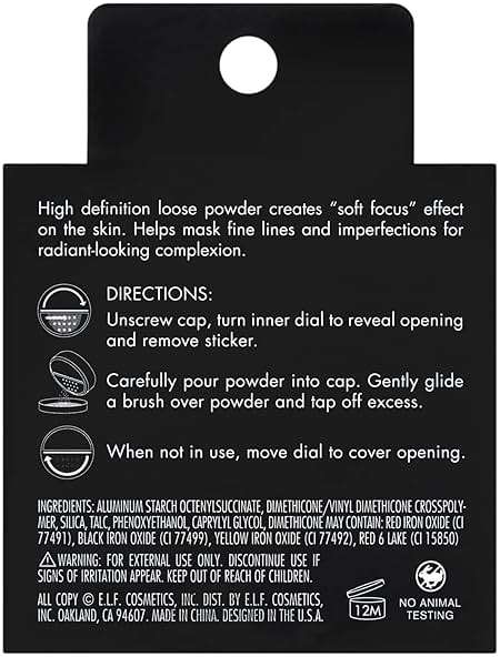 e.l.f. High Definition Powder, Loose Powder, Lightweight, Long-Lasting, Creates Soft Focus Effect, Masks Fine Lines & Imperfections, 0.28 Oz, Soft Luminance - Image 5
