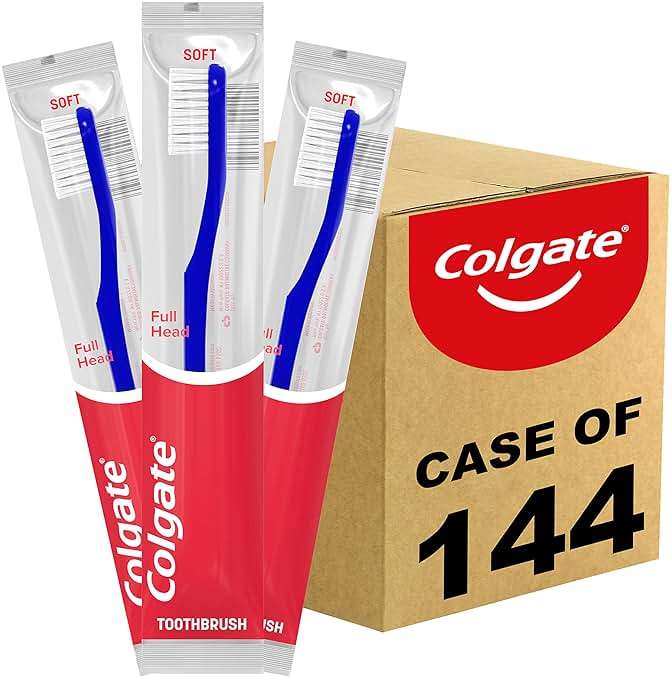 Colgate Soft Toothbrushes, Bulk Toothbrushes, Individually Wrapped Toothbrushes for Adults, Case of 144 - Image 1