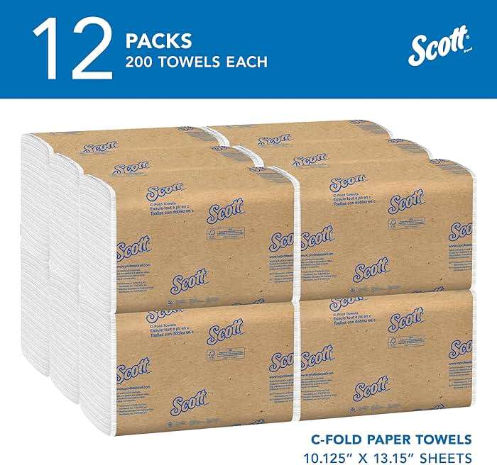 Scott Professional Essential C-Fold Folded Paper Towels, Bulk (01510), Fast-Drying Absorbency Pockets, 13.15"x10.125" Towel, White (200 Sheets/Pack, 12 Packs/Case, 2,400 Sheet Total) - Image 3