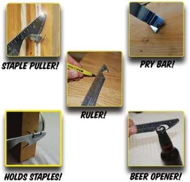 Rack-A-Tiers Staple Shark - Multi-Purpose Staple Puller & Prybar, Electrical Wire Staple Remover, Nail Puller, Speed Square (52455) - Image 3