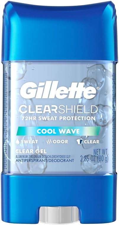 Gillette Antiperspirant and Deodorant for Men, 72hr Sweat & Odor Protection, Long Lasting Freshness, Anti-White Mark Technology, Clear Gel, Cool Wave Scent, 2.85 oz - Image 1