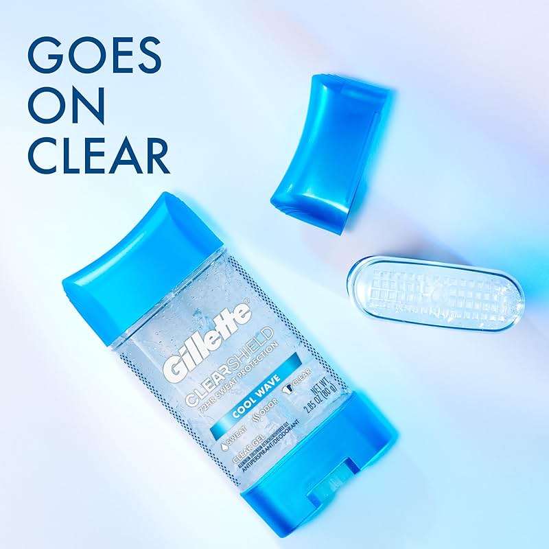 Gillette Antiperspirant and Deodorant for Men, 72hr Sweat & Odor Protection, Long Lasting Freshness, Anti-White Mark Technology, Clear Gel, Cool Wave Scent, 2.85 oz - Image 2