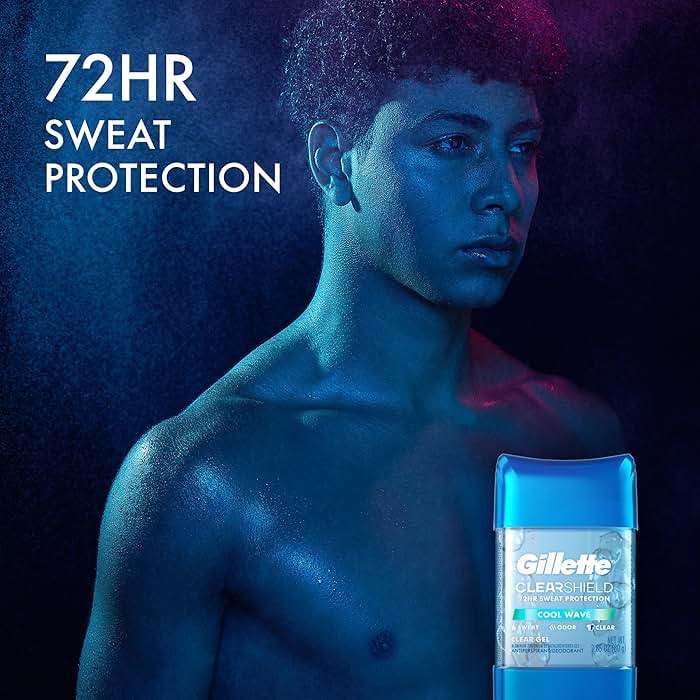 Gillette Antiperspirant and Deodorant for Men, 72hr Sweat & Odor Protection, Long Lasting Freshness, Anti-White Mark Technology, Clear Gel, Cool Wave Scent, 2.85 oz - Image 3