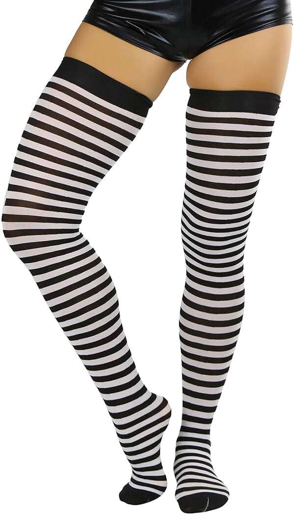 ToBeInStyle Women’s Opaque Hosiery Thin Striped Thigh High Long Stocking - Image 1