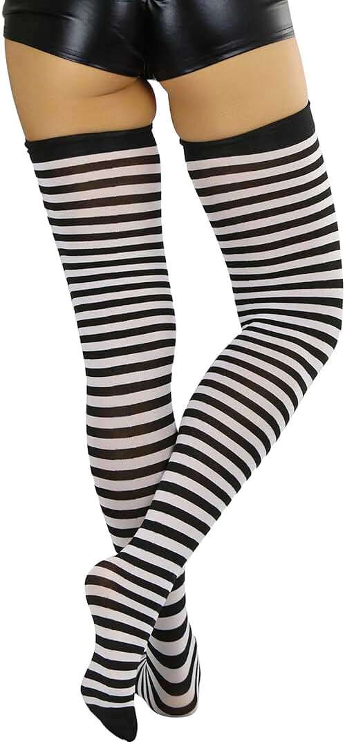 ToBeInStyle Women’s Opaque Hosiery Thin Striped Thigh High Long Stocking - Image 2