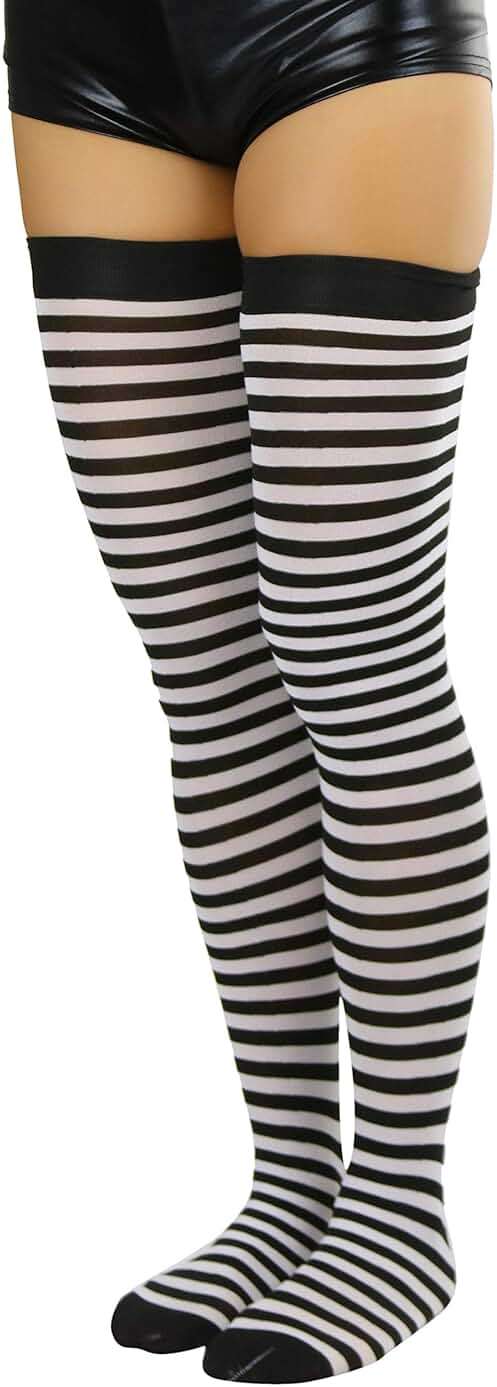 ToBeInStyle Women’s Opaque Hosiery Thin Striped Thigh High Long Stocking - Image 3