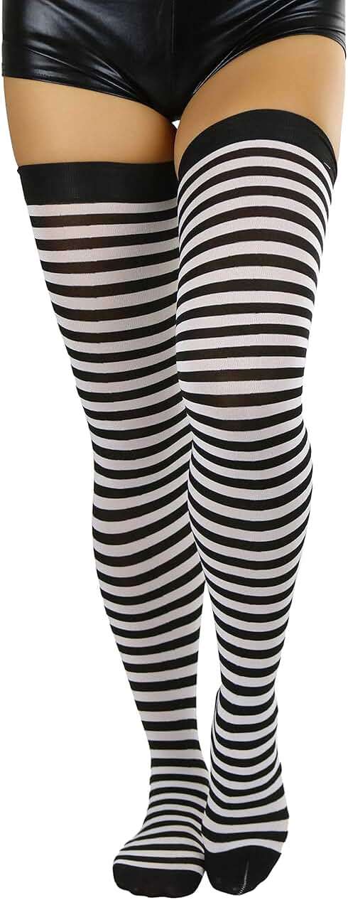 ToBeInStyle Women’s Opaque Hosiery Thin Striped Thigh High Long Stocking - Image 4
