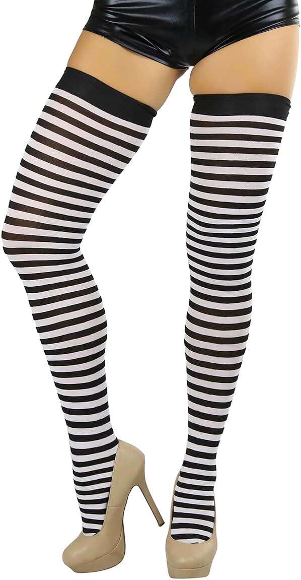 ToBeInStyle Women’s Opaque Hosiery Thin Striped Thigh High Long Stocking - Image 5