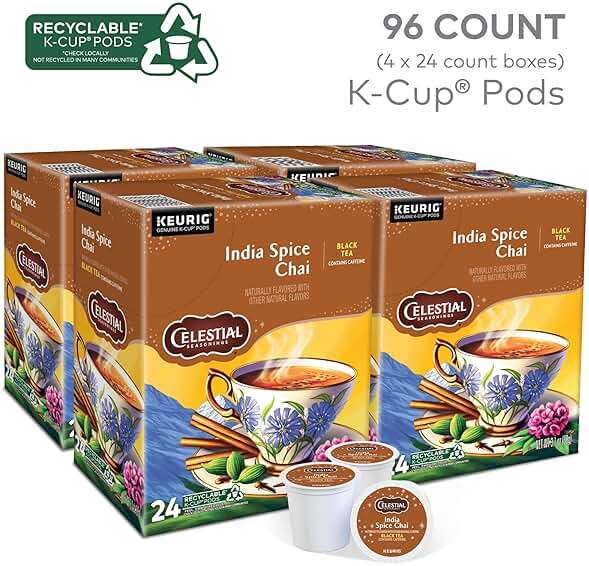 Celestial Seasonings India Spice Chai Black Tea, Single-Serve Keurig K-Cup Pods, 96 Count - Image 3