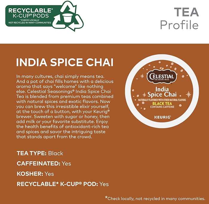 Celestial Seasonings India Spice Chai Black Tea, Single-Serve Keurig K-Cup Pods, 96 Count - Image 4