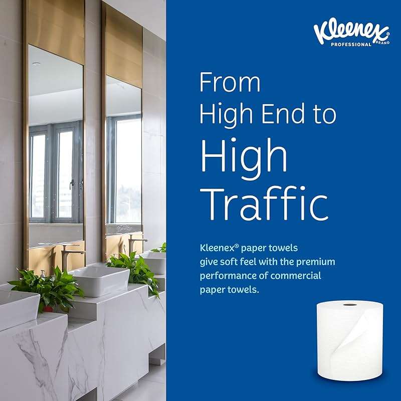 Kleenex Professional Universal Hard Roll Paper Towels, Bulk (01080), Hardwound 1.5" Core, Premium Absorbency Pockets, White (12 Rolls at 425' Each, 5,100'/Case) - Image 2