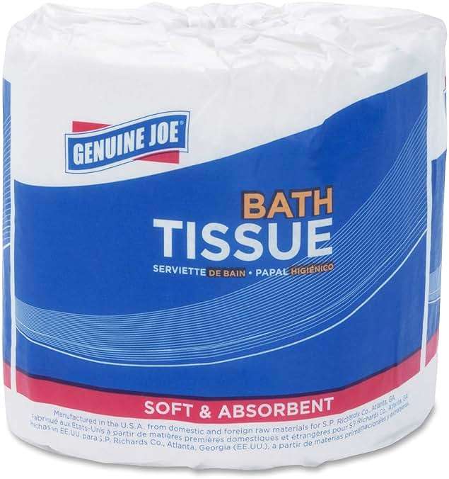 Genuine Joe Standard Bath Tissue, 4" x 4", 2-Ply, 550 Sheets/Roll, 80 Count - Image 3