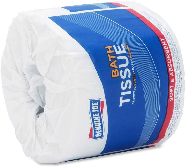 Genuine Joe Standard Bath Tissue, 4" x 4", 2-Ply, 550 Sheets/Roll, 80 Count - Image 4