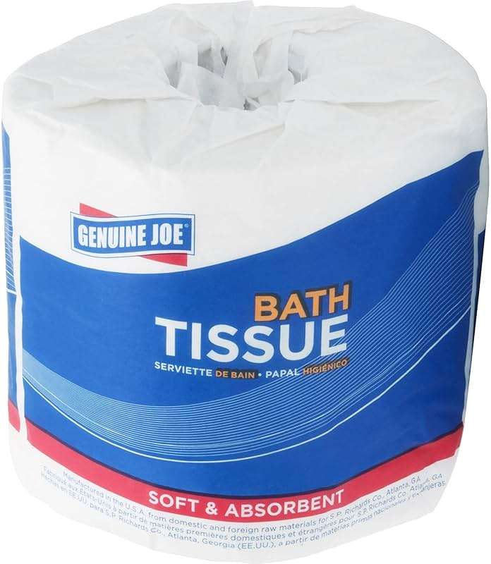 Genuine Joe Standard Bath Tissue, 4" x 4", 2-Ply, 550 Sheets/Roll, 80 Count - Image 6