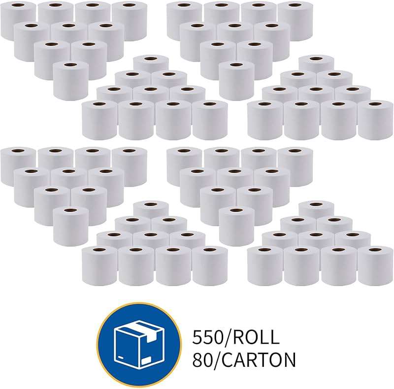 Genuine Joe Standard Bath Tissue, 4" x 4", 2-Ply, 550 Sheets/Roll, 80 Count - Image 7