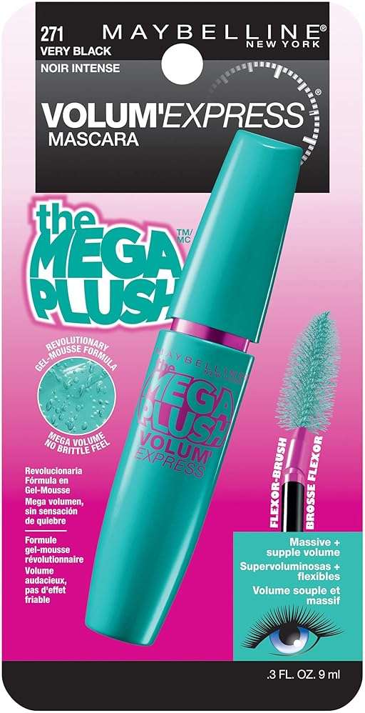 Maybelline New York Volume Express Mega Plush Washable Mascara, Very Black, 0.3 Fluid Ounce - Image 2