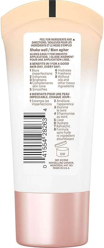 Maybelline Dream Fresh Skin Hydrating BB cream, 8-in-1 Skin Perfecting Beauty Balm with Broad Spectrum SPF 30, Sheer Tint Coverage, Oil-Free, Light/Medium, 1 Fl Oz - Image 4