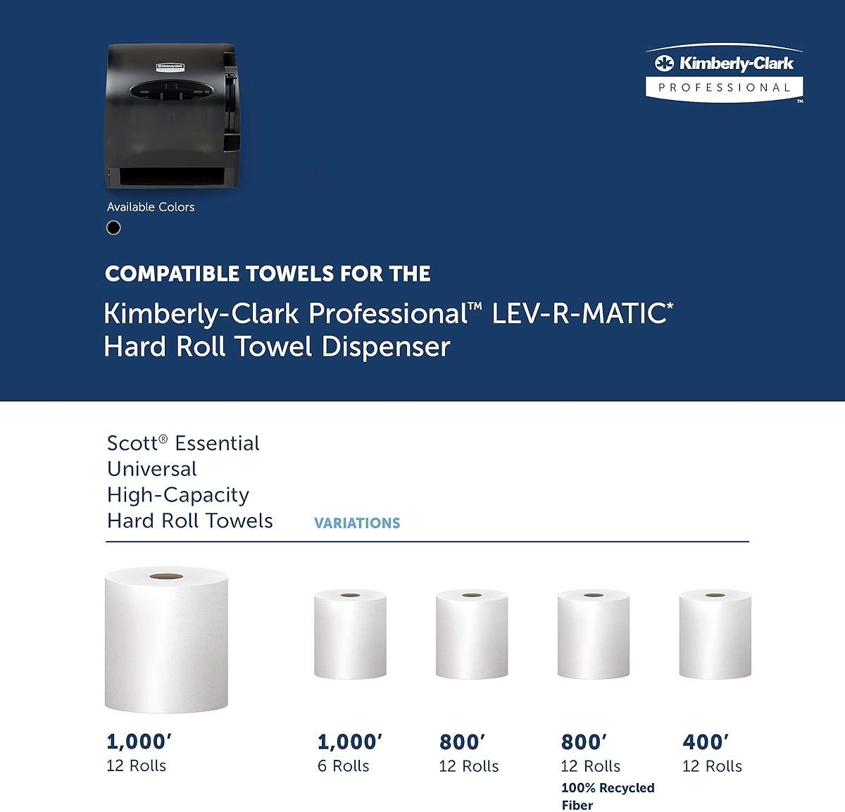 Kimberly Clark Professional Levermatic Roll Paper Towels Dispenser (09765), Manual, Smoke (Black) - Image 8