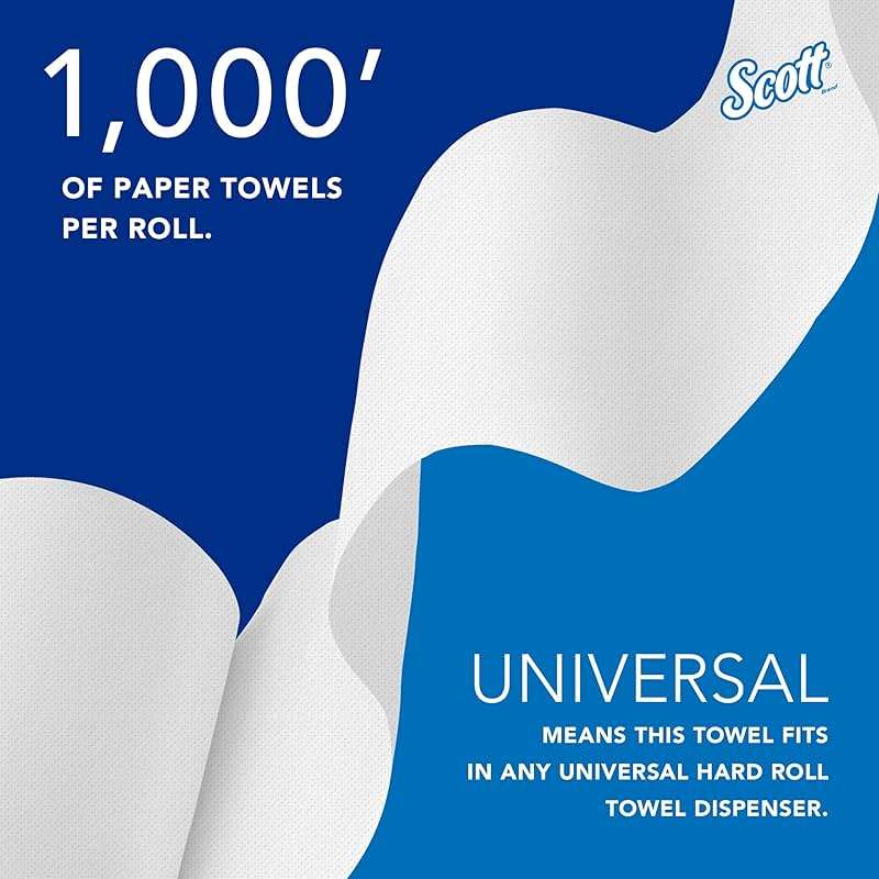 Scott Professional Essential Universal High-Capacity Hard Roll Paper Towels, Bulk (01000), Hardwound 1.5" Core, Absorbency Pockets, White (12 Rolls at 1,000' Each, 12,000'/Case) - Image 7