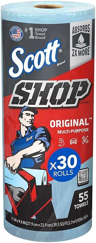 Scott Shop Original Blue Towels (75130), 9.4"x11" Cloth-like Paper Towel (30 Rolls of 55 Sheets, 1,650 Sheet Total) - Image 1