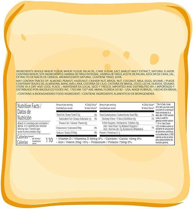Bauducco Toast Baked with Whole Wheat - Delicious, Light & Crispy Toasted Bread - Ready-to-Eat Breakfast Toast & Sandwich Bread - No Artificial Flavors - 5.0 oz (Pack of 01) - Image 2