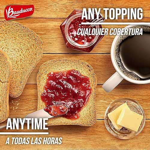 Bauducco Toast Baked with Whole Wheat - Delicious, Light & Crispy Toasted Bread - Ready-to-Eat Breakfast Toast & Sandwich Bread - No Artificial Flavors - 5.0 oz (Pack of 01) - Image 5