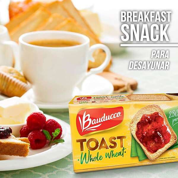 Bauducco Toast Baked with Whole Wheat - Delicious, Light & Crispy Toasted Bread - Ready-to-Eat Breakfast Toast & Sandwich Bread - No Artificial Flavors - 5.0 oz (Pack of 01) - Image 6