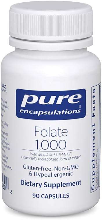 Pure Encapsulations Folate 1000 - Metafolin L-5-MTHF - Heart Health Supplement* - Folate Supplement - Non-GMO & Gluten Free - 90 Capsules - Image 1
