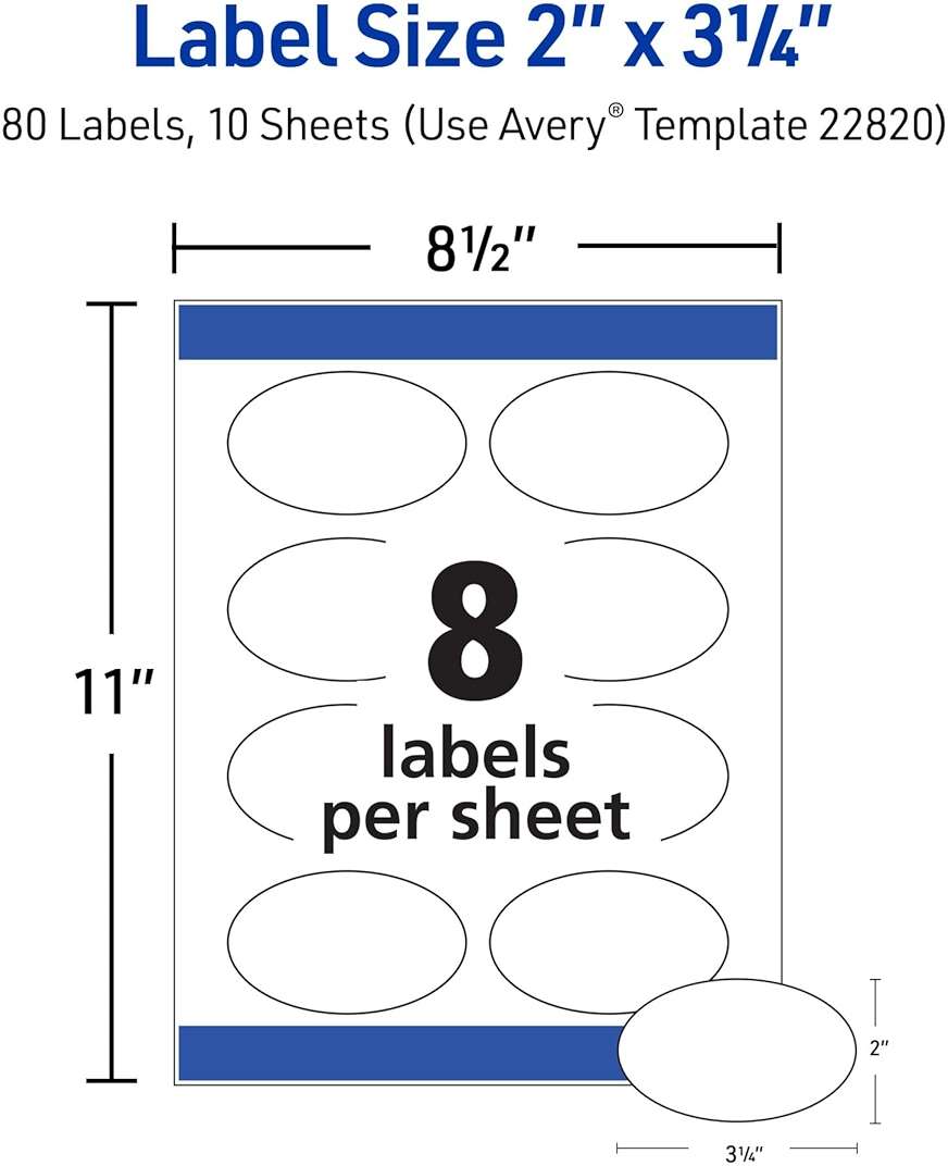 Avery Printable Oval Labels, 2" x 3-1/3", Glossy White, Laser & Inkjet Compatible, 80 Blank Labels Total, Great for Mailing, Branding, Packaging, and More (22820) - Image 3