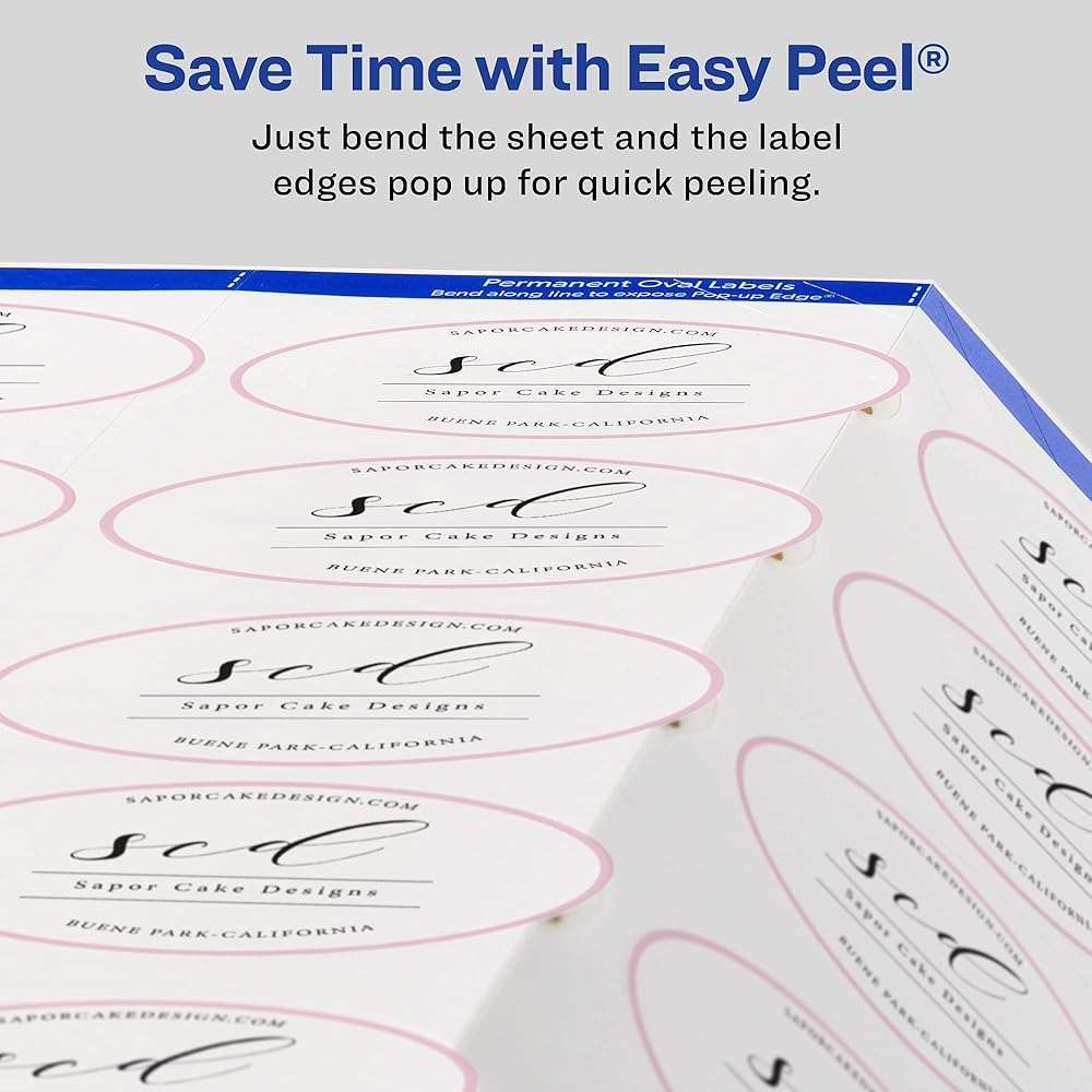 Avery Printable Oval Labels, 2" x 3-1/3", Glossy White, Laser & Inkjet Compatible, 80 Blank Labels Total, Great for Mailing, Branding, Packaging, and More (22820) - Image 8