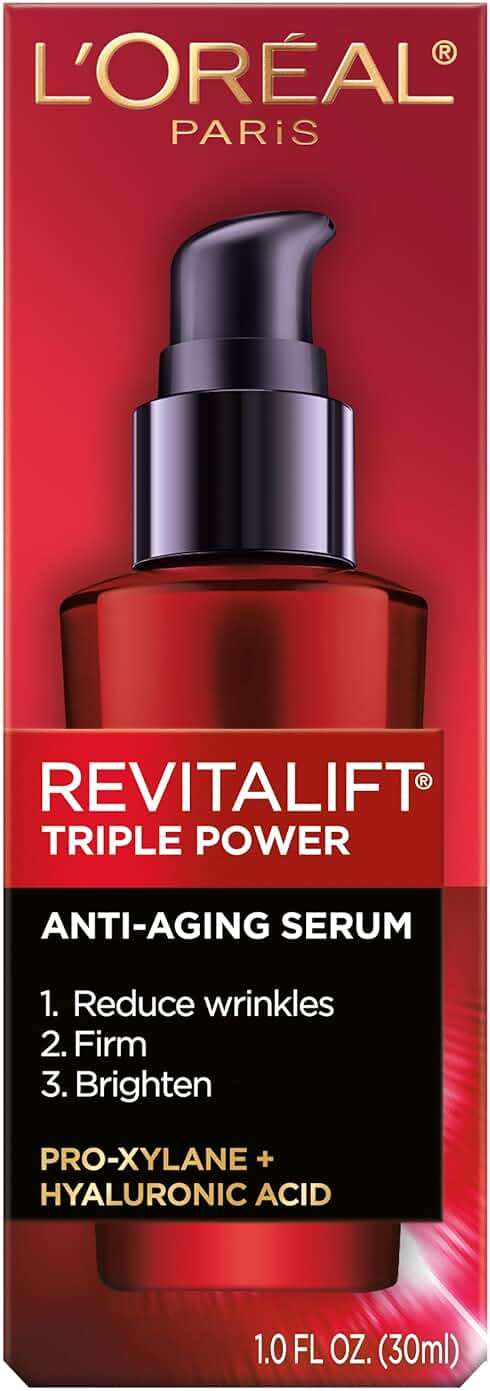 L'Oreal Paris Revitalift Triple Power Anti-Aging Concentrated Face Serum, Hyaluronic Acid and Pro-Xylane, Reduces Wrinkles 1 oz - Image 2
