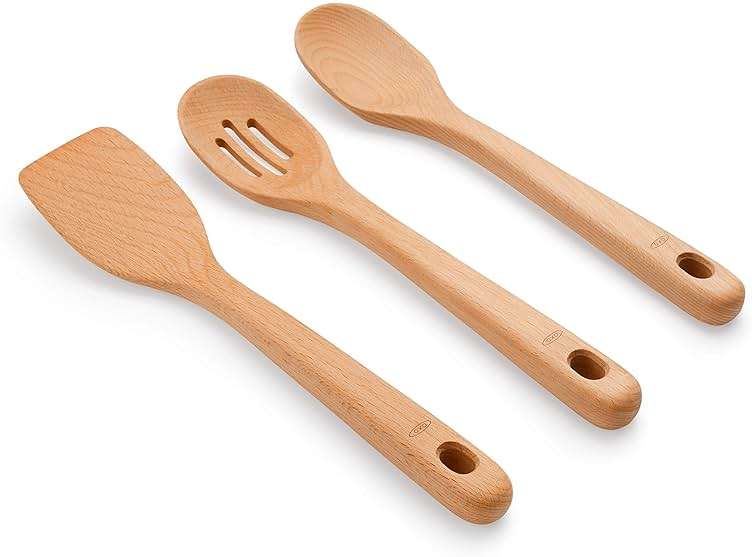 OXO Good Grips 3‑Piece Wooden Utensil Set, Solid Beachwood Spoon, Slotted Spoon and Turner - Image 9