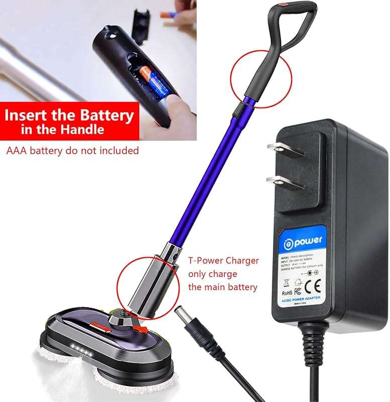 T POWER 12.6v Charger for VMAI G700 & P700 Cordless Electric Spin Mop GS4KKTX Model: CZH013126100USWH Ac Dc Adapter Power Supply Replacement - Image 5