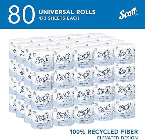 Scott Professional Standard Roll Toilet Paper, Bulk, 80 Rolls (13217) | 473 Sheets/Roll, 2-Ply, 100% Recycled Fiber, Individually Wrapped, Elevated Design, Standard Tier - Image 2