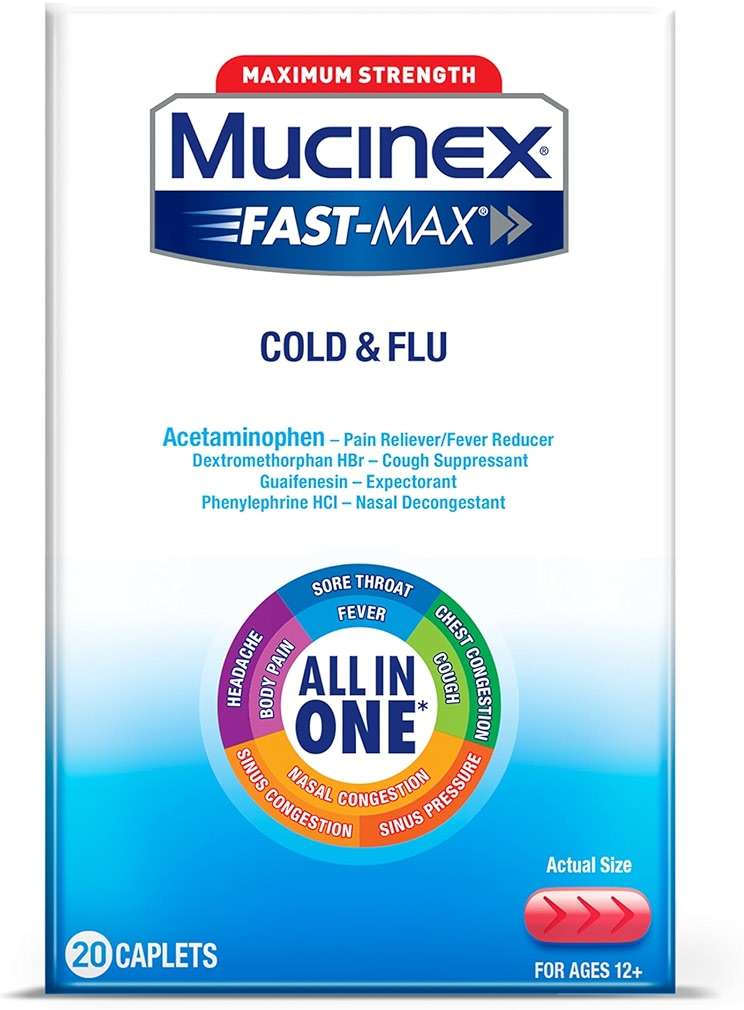 Mucinex Fast-Max Max Strength Cold and Flu Medicine for Adults, Daytime Cold Medicine, Over-The-Counter Medication with Acetaminophen, Dextromethorphan HBr, Guaifenesin, Phenylephrine HCl, 20 Caplets - Image 12