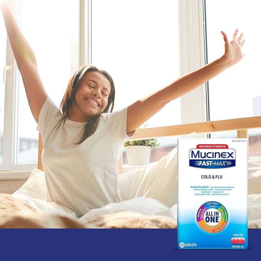 Mucinex Fast-Max Max Strength Cold and Flu Medicine for Adults, Daytime Cold Medicine, Over-The-Counter Medication with Acetaminophen, Dextromethorphan HBr, Guaifenesin, Phenylephrine HCl, 20 Caplets - Image 13