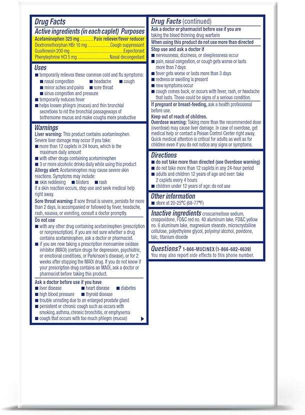 Mucinex Fast-Max Max Strength Cold and Flu Medicine for Adults, Daytime Cold Medicine, Over-The-Counter Medication with Acetaminophen, Dextromethorphan HBr, Guaifenesin, Phenylephrine HCl, 20 Caplets - Image 6