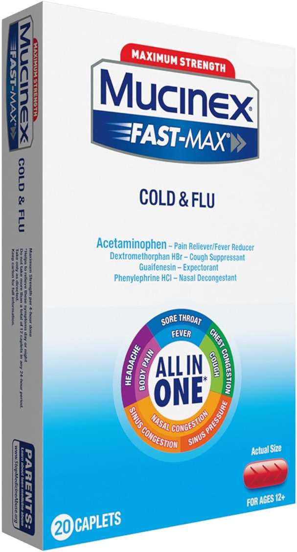 Mucinex Fast-Max Max Strength Cold and Flu Medicine for Adults, Daytime Cold Medicine, Over-The-Counter Medication with Acetaminophen, Dextromethorphan HBr, Guaifenesin, Phenylephrine HCl, 20 Caplets - Image 10